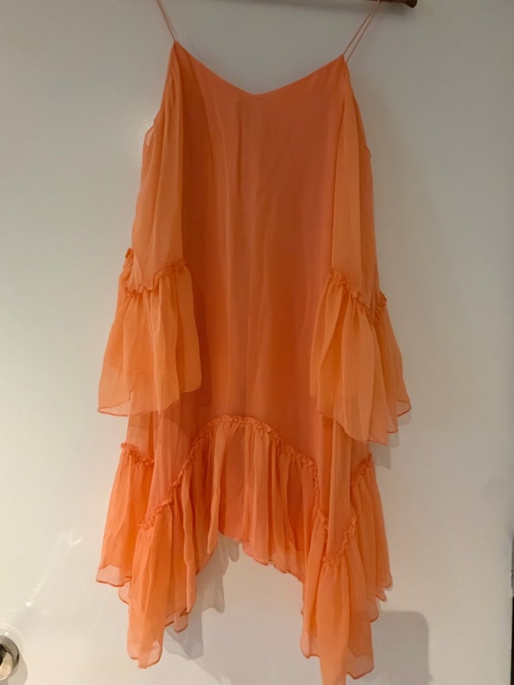 Alice and Olivia flowy Peach Ruffle Slip Dress